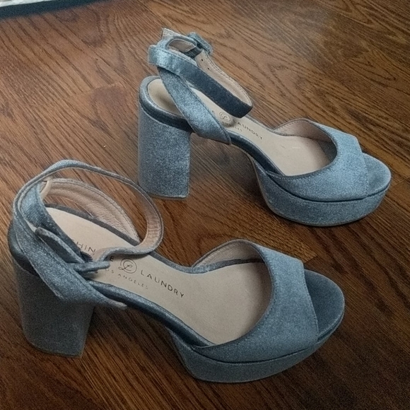 steel blue high heels